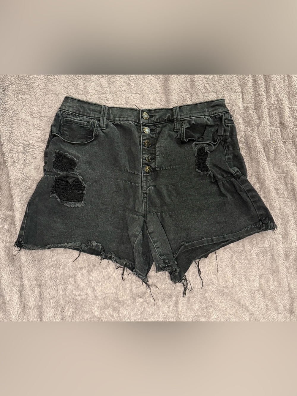 Mudd Black Distressed High-Rise Denim Shorts
